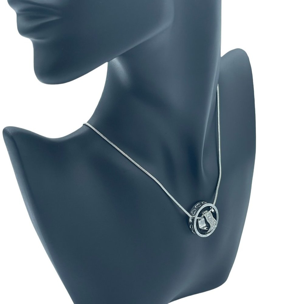 Swarovski Crystal Elements Infinity Heart with Ring Necklace Silver Tone